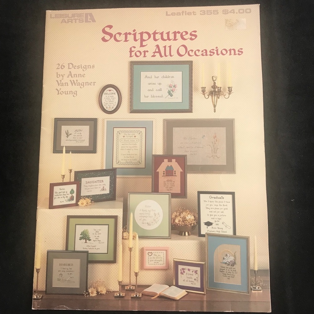 Cross Stitch Scriptures for All Occasions Leaflet 355 Vintage 1985 Leisure Arts